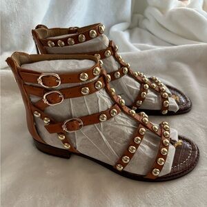 Sam Edelman Estella Gold Studded Gladiator Sandals - Size 7